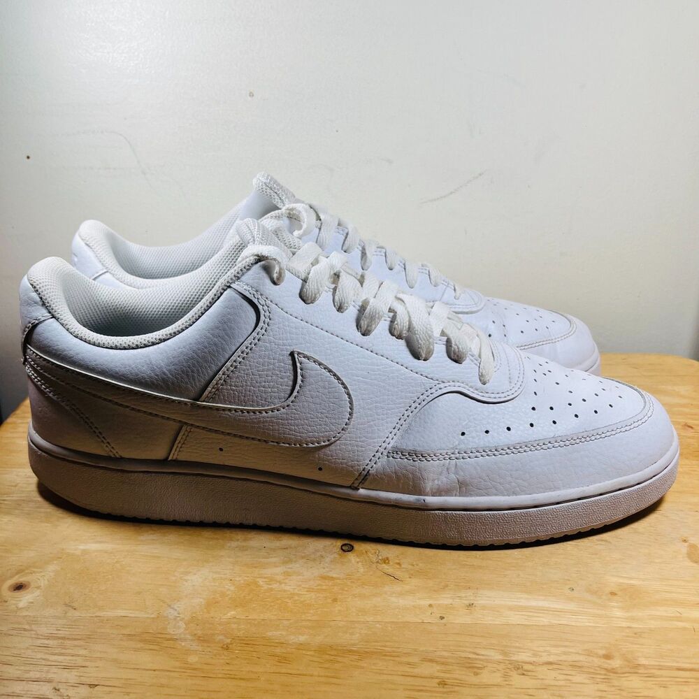 Nike Court Vision Low Mens Size 14 Shoes Triple‎ White Casual Walking Sneakers